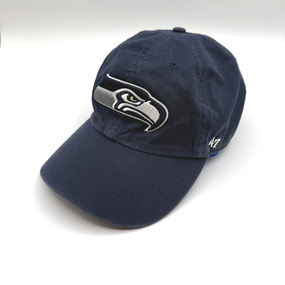 47 Brand Seattle Seahawks Hat Mens One Size Navy Blue Embroidered Clean Up Cap